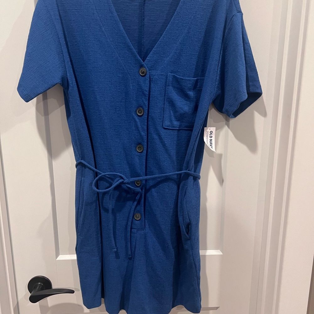 Old Navy Blue Button-Front Jumpsuit